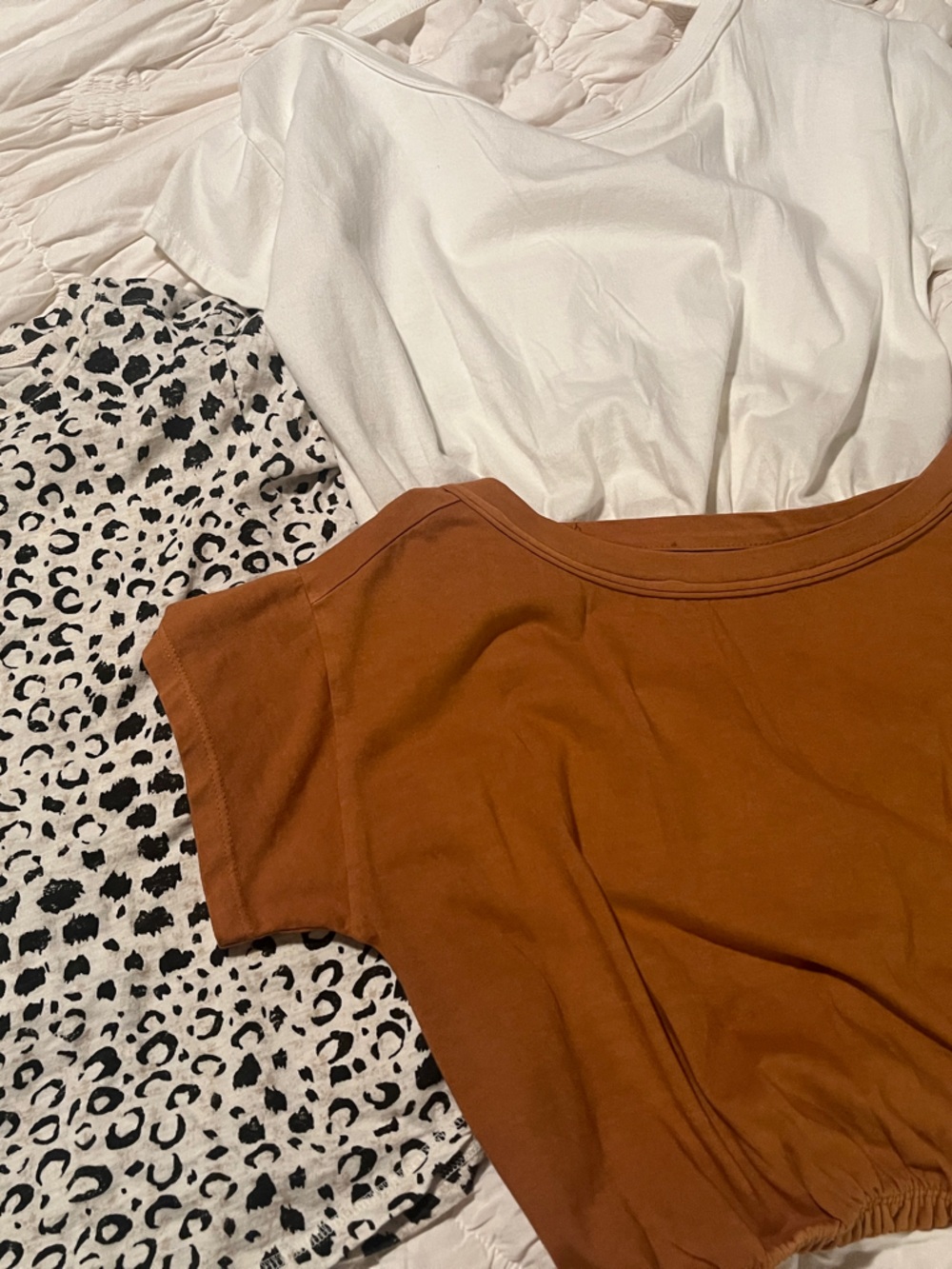 Pilcro White and Rust Women’s Top leopard print tee